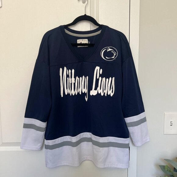 Tops - Penn State Nittany Lions Hockey Jersey - Vintage Style Navy & White -  Size L